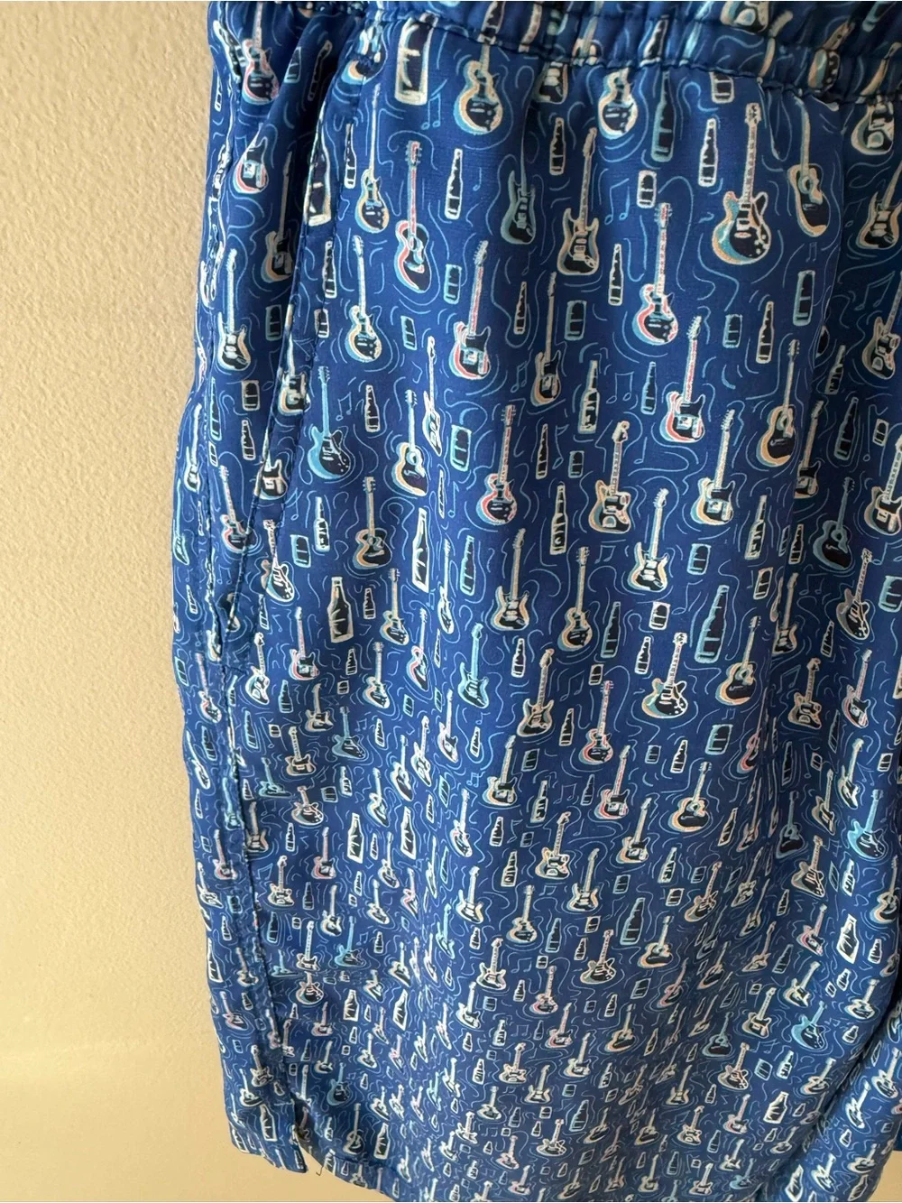 Men's Peter Millar Seaside Swim Trunks Shorts Blue Guitars M